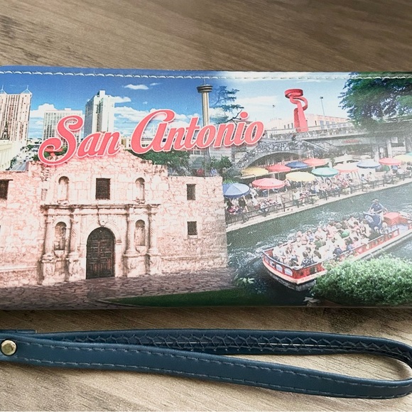 San Antonio Texas Souvenir Wallet Wristlet Alamo Riverwalk Zipper Clutch - Picture 4 of 11